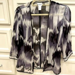 Chico’s size 1 NWOT silk blazer sheer  3/4 length sleeves 🖤🤍